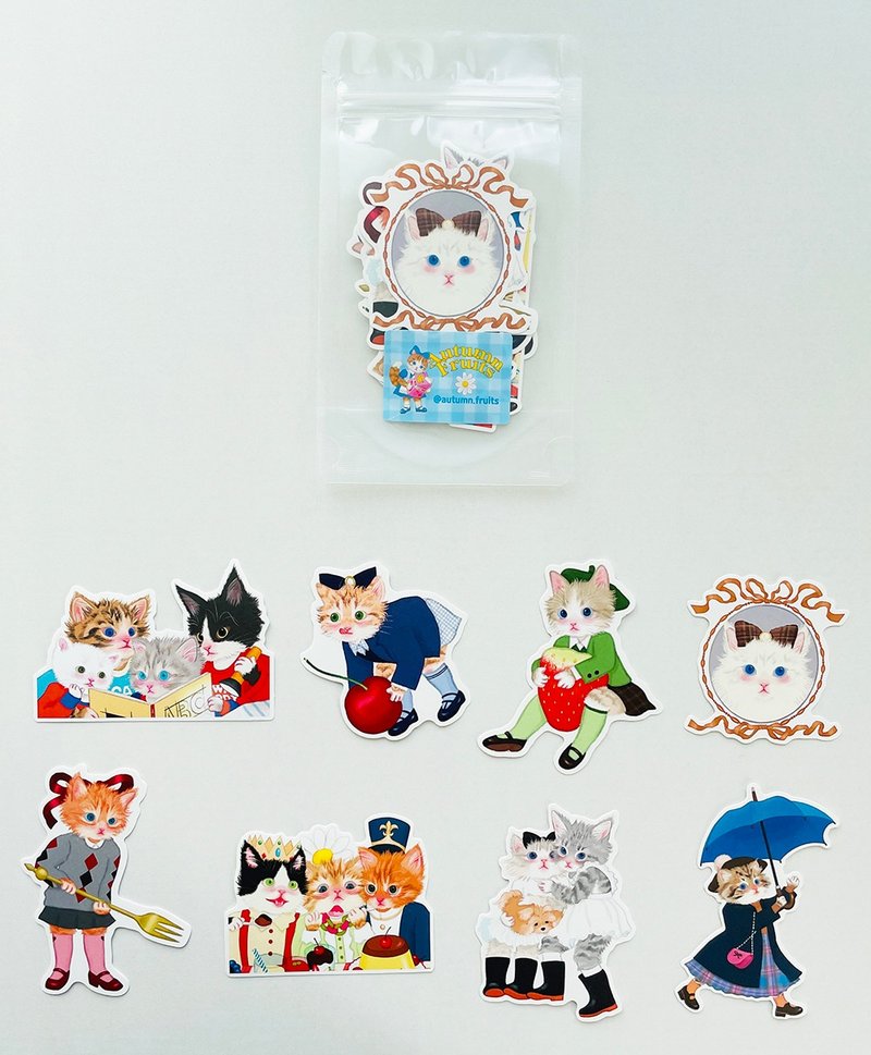 'Season cat' full-cut sticker set - 貼紙 - 紙 多色