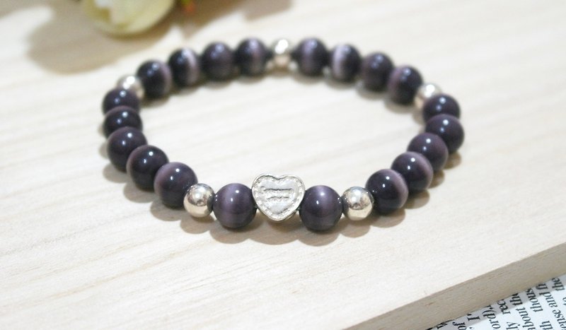Natural Stone X Silver Elastic Bracelet <Purple Dream> - Bracelets - Gemstone Purple
