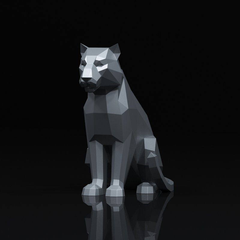 Sitting Tiger Metal Papercraft, DXF, Gurko, Pepakura, Template, 3D Origami - 手工藝教學/工具書 - 其他材質 
