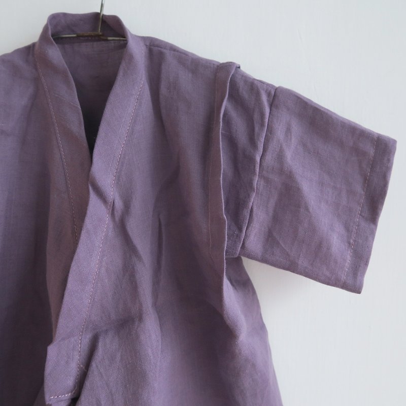 Cotton & Hemp Tops & T-Shirts Purple - Linen Cross straps overall