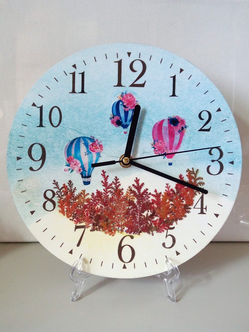 Annysワークショップ、花時計、花創造的な花時計（熱気球） - 時計 - 木製 多色