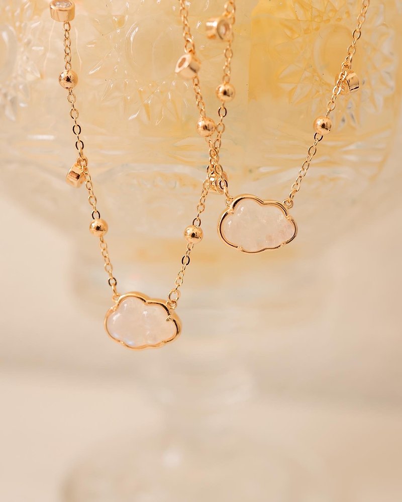 Sterling Silver Necklaces Gold - Cloud Moonstone Necklace Sterling Silver 18k Gold Plated