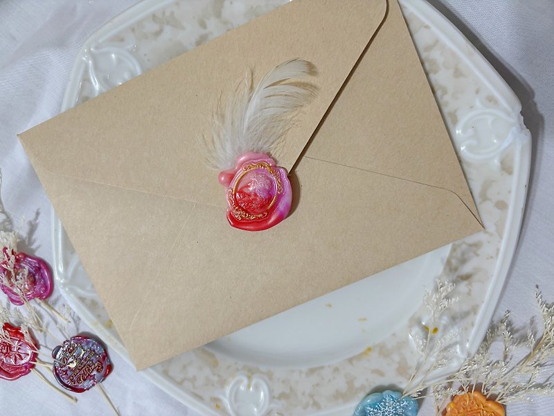 [Adhesive-free finished product] Handmade sealing Wax sheet and fire paint sheet/Retro/Rose/Christmas/English/Feather - Other - Wax 
