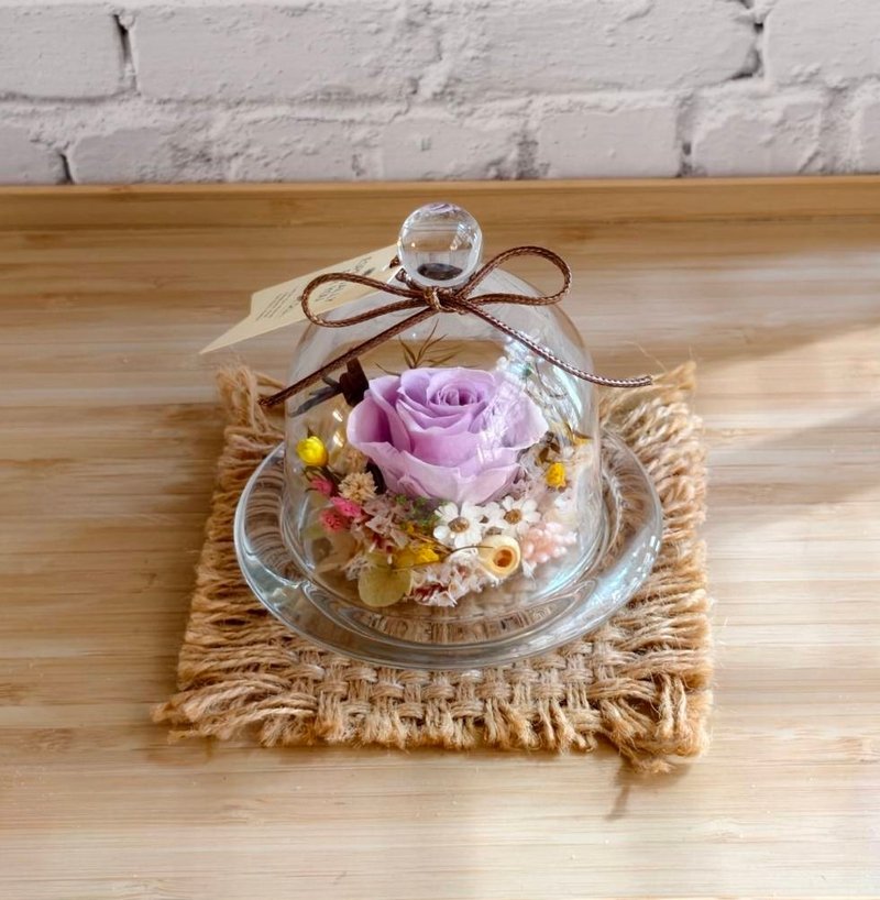 Preserved Rose & Floral Glass Dome - Congratulatory Gift, Birthday, Christmas Gift, Exchange Gift - ช่อดอกไม้แห้ง - พืช/ดอกไม้ 