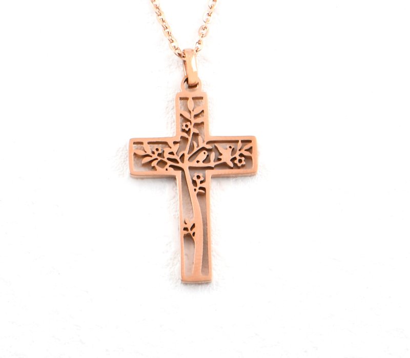 Stainless Steel | Tree of Life Cross Necklace - Necklaces - Stainless Steel 