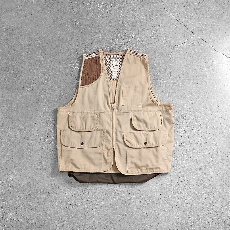 Vintage Hunting Vest - เสื้อกั๊กผู้ชาย - ผ้าฝ้าย/ผ้าลินิน สีกากี