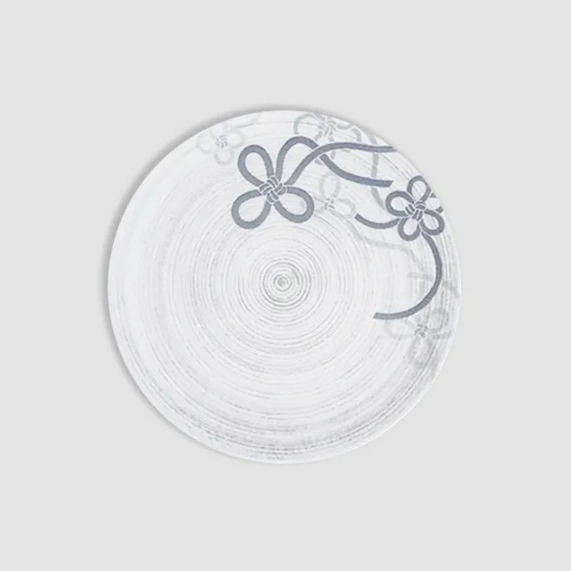 【303select】日本有田燒 雪花釉 紐銀系列 二重高台皿 多尺寸 - 盤子/餐盤/盤架 - 瓷 