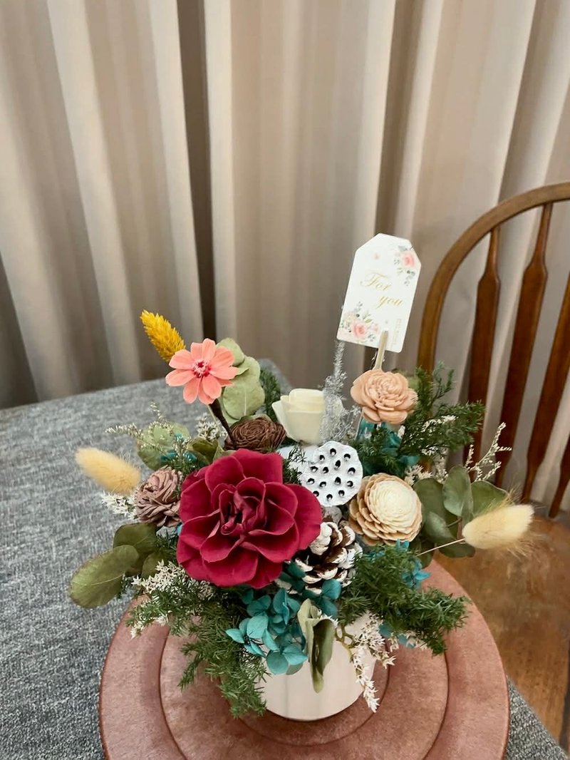 永生花桌花【暖冬】開幕 喬遷 聖誕 結婚 新居桌花 花盆 - 乾燥花/永生花 - 植物．花 