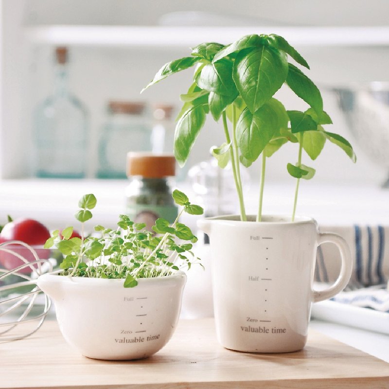 キッチンファームキッチンヘルパー植木鉢/計量カップクッキングボウル（2種類） - 観葉植物 - 陶器 ホワイト