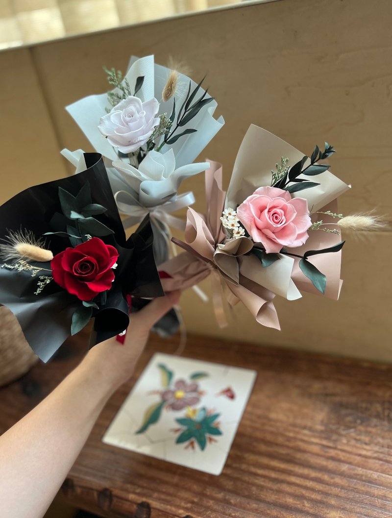 永生花 單隻玫瑰花束 告白花束 求婚花束 情人節花束 永生花 不凋 - 乾燥花/永生花 - 植物．花 粉紅色