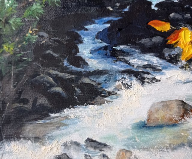 手書き油絵 静かな山河 絵画 インテリア 油彩画 5237s-1.jpg