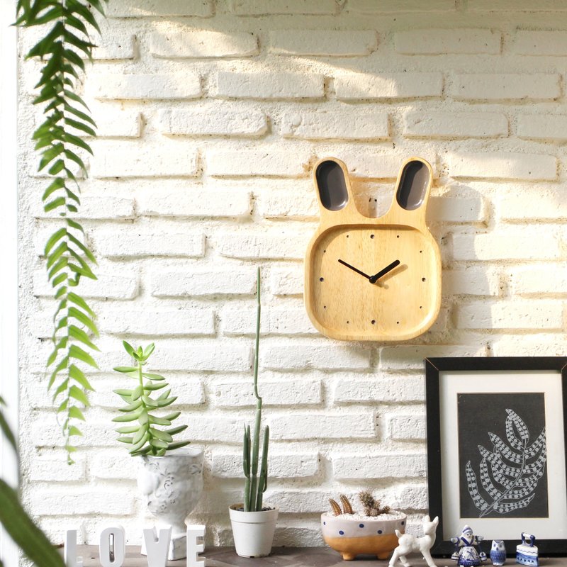 Bunny wood clock-Gray - 時鐘/鬧鐘 - 木頭 灰色