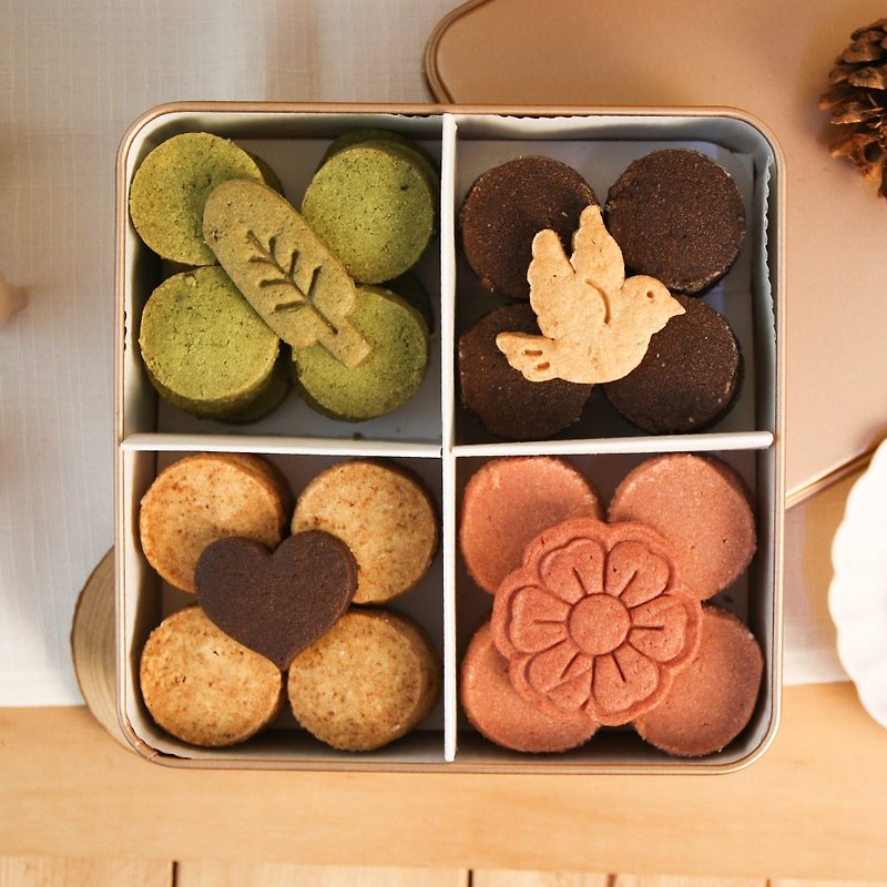 [Sen Fruity] Forest Small Round Biscuits Tin Box Handmade Biscuits/48 pieces (Ovo-Lacto) - ขนมคบเคี้ยว - อาหารสด 