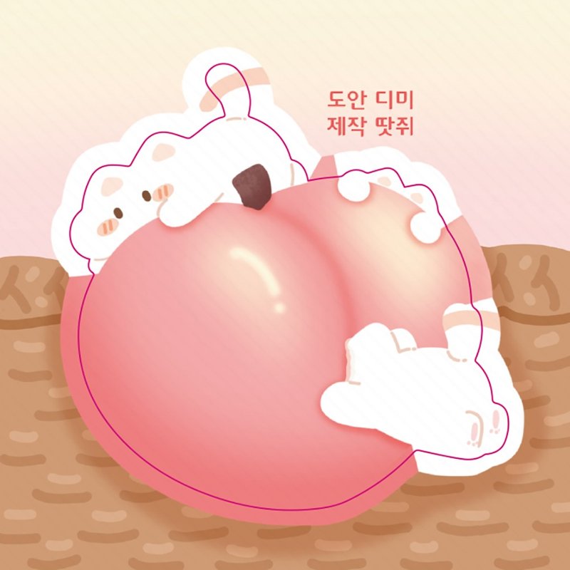 Peach mini cat cconeng cute animal peel off sticker (ddatchi) - 貼紙 - 紙 紅色