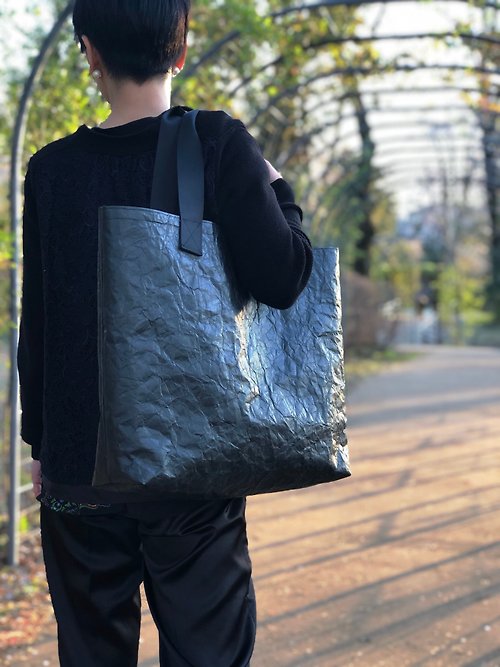 [From Tokyo] Special material ecological tote bag black / L