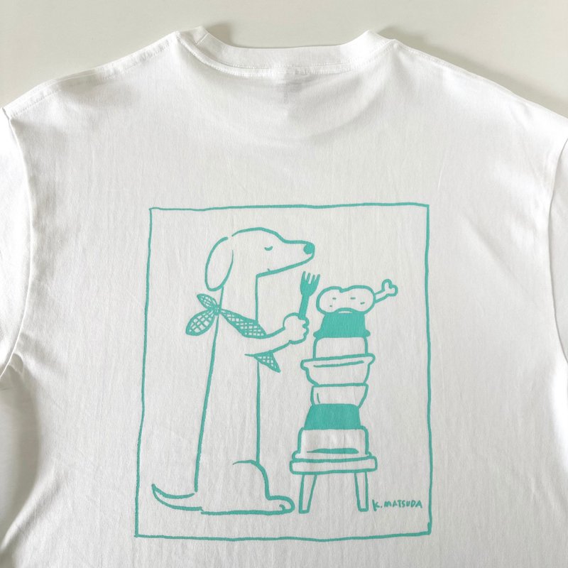 2025新作【ユニセックス】コラボプリント リラックスフィットTシャツ 5色展開【ホワイト】 - 女 T 恤 - 棉．麻 白色
