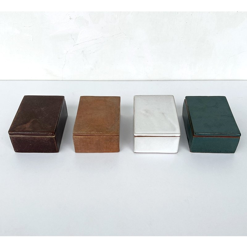Original design multi-color ceramic square box with lid Multi-color ceramic triangle box with lid jewelry box - Storage - Pottery 