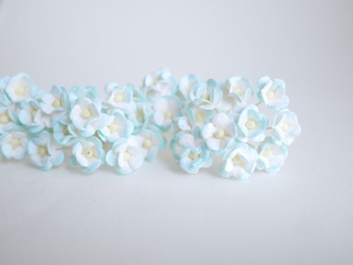 makemefrompaper paper flower, supplies, 100 pcs. Canadian anemone, size 1.5 cm., blue-sky color