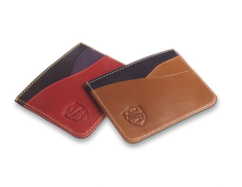 Card Sleeve|Card Wallet|Card Holder|Card Case|British Bridle Leather - ที่ใส่บัตรคล้องคอ - หนังแท้ สีแดง