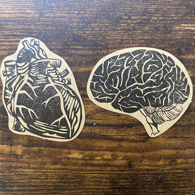 Brain and heart sticker set - สติกเกอร์ - กระดาษ 