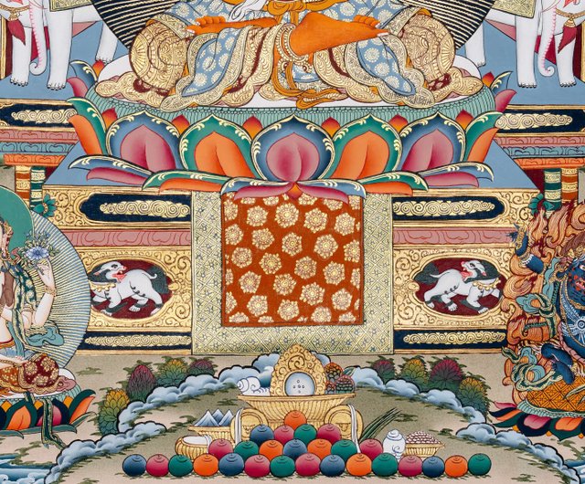 仏教美術 壮大な文殊菩薩のタンカ 知恵の象徴 - ショップ Boudha Stupa Thanka Centre ウォールデコ・壁紙 - Pinkoi
