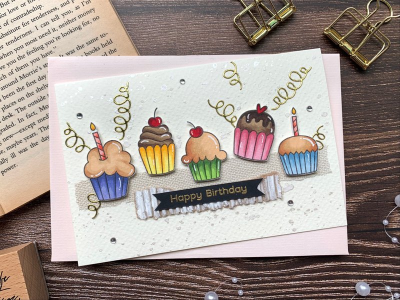 生日卡片_杯子蛋糕 Cupcake - 卡片/明信片 - 紙 白色