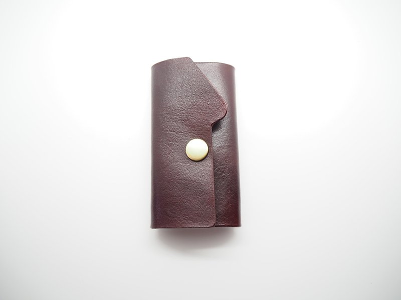 Leather key case coffee red warm home mature and steady - ที่ห้อยกุญแจ - หนังแท้ สีนำ้ตาล