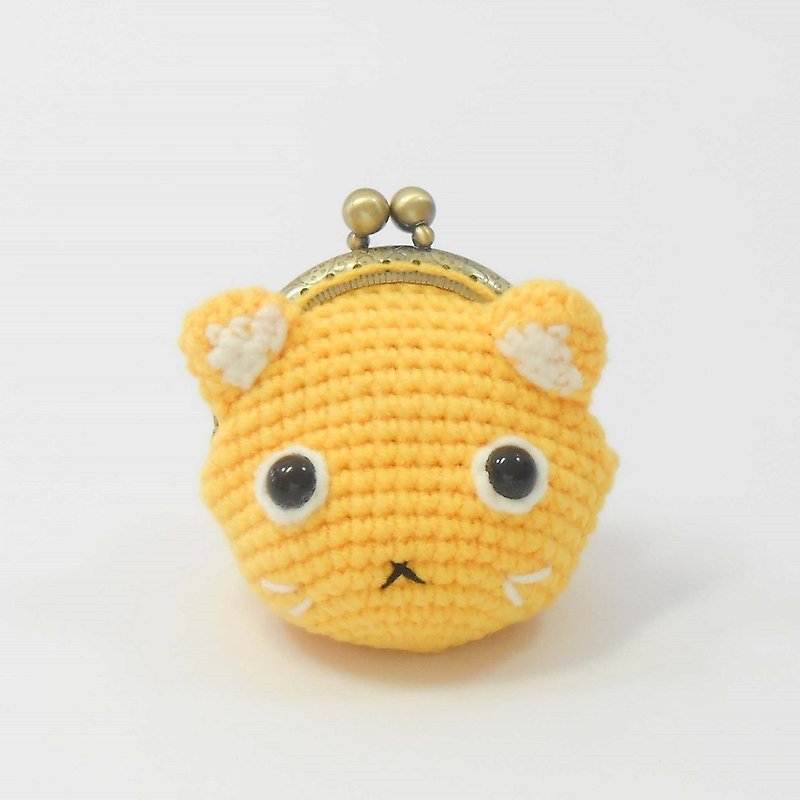 Handmade crocheted cat head gold coin purse-02 orange cat