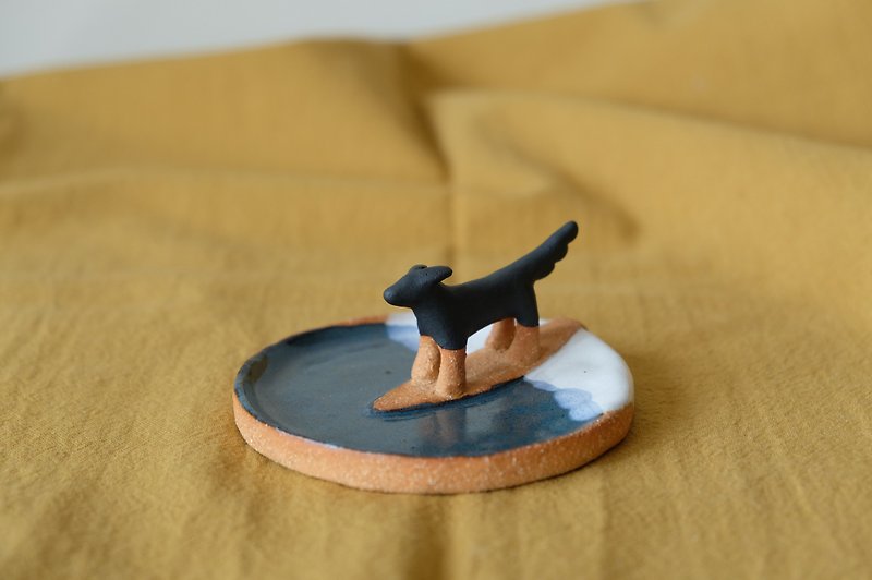 長い犬皿|ジュエリー/文具収納トレイ - 小皿 - 陶器 ブルー