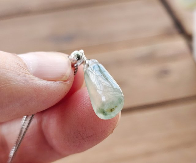 秦翠】天然翡翠ハイアイスグラスフローティングフラワーメロンシルバー