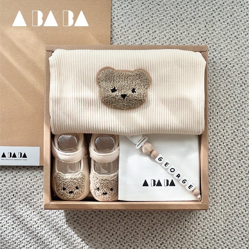 [Customized] Baby pacifier chain/ onesies/baby shoe three-month gift box - Baby Gift Sets - Cotton & Hemp 