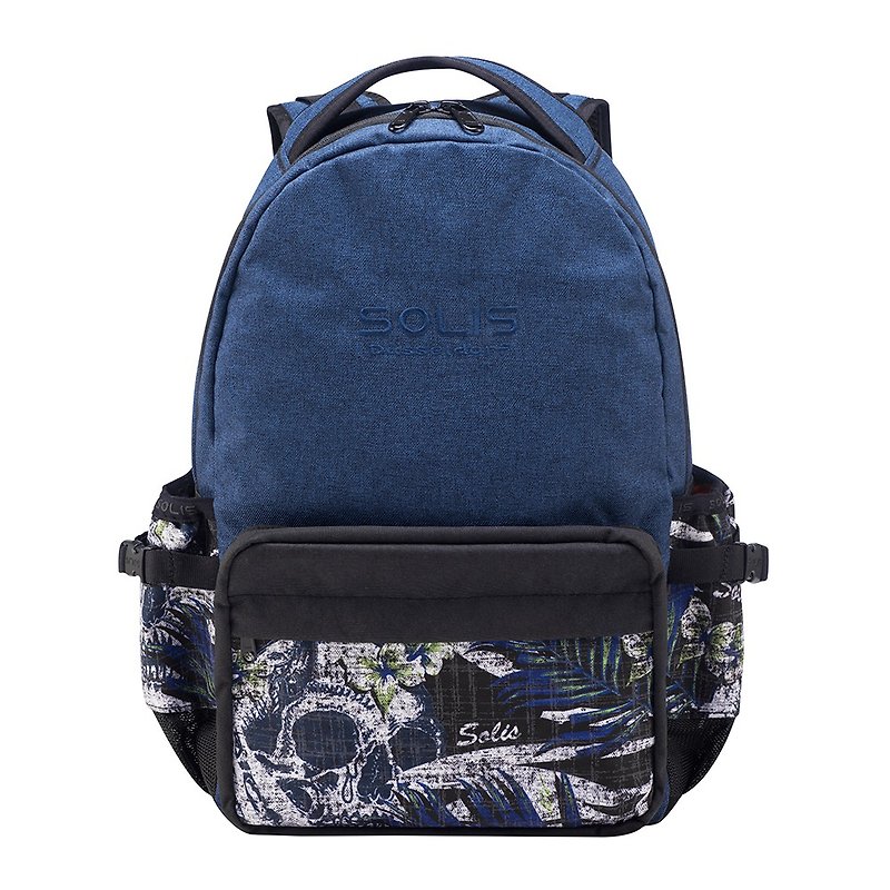 SOLIS ONES Series 13" basic laptop backpack(Reflective Skull-green) - Backpacks - Polyester 