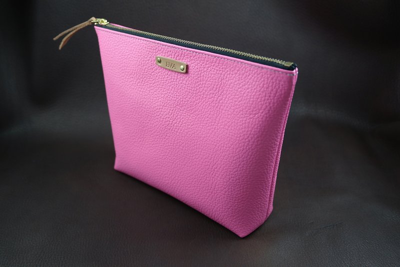 APEEソフトレザーハンドバッグジッパー~~ 3次元バッグ、収納袋 - エンボスピンクの蜂蜜 - ポーチ - 革 ピンク
