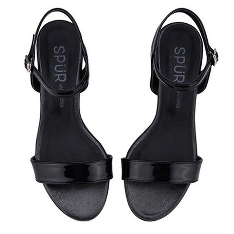 PRE-ORDER – SPUR SILVERY STRAP HS7129 BLACK - Sandals - Faux Leather 