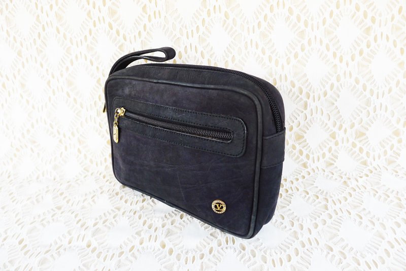 80s  VALENTINO GARAVANI LES SACS genuine leather handbag // clutch // wristlet - 手拿包 - 真皮 黑色