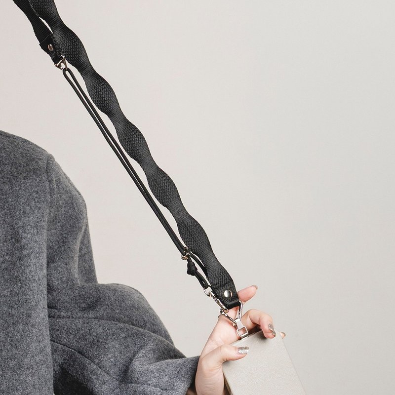 閃光系 | CRUSH - 黑潮 * 黑色 波浪 金屬色 尼龍 傘繩 手機背帶 - 手機掛繩/背帶 - 尼龍 黑色