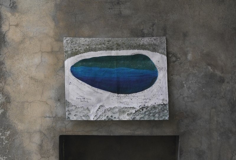 Taiwan Alpine Hanging Cloth - Mar Jiaming Lake - โปสเตอร์ - ผ้าฝ้าย/ผ้าลินิน สีน้ำเงิน