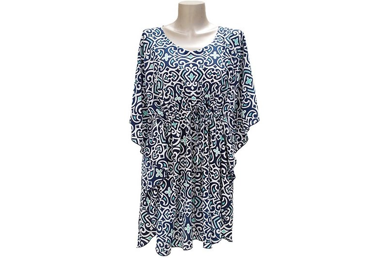 New! Ikat print butterfly sleeve dress <navy> - One Piece Dresses - Other Materials Black