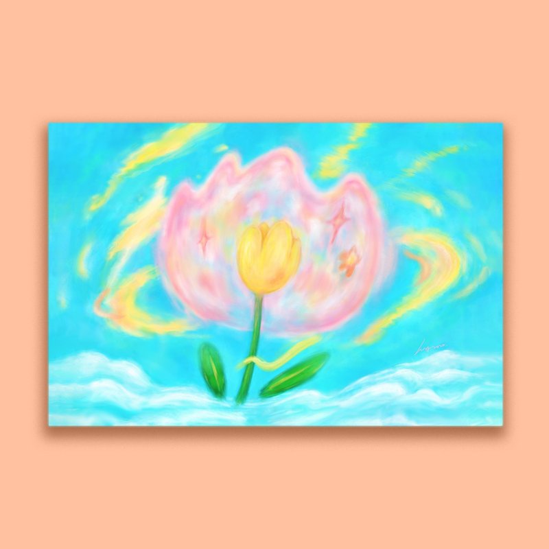 花 盛開著如同你的夢-掛畫/畫/畫作/雲/天空/植物/奇幻/療癒/春天 - 海報/掛畫/掛布 - 其他材質 藍色