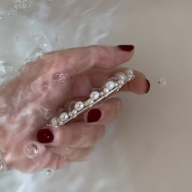 Mermaid bubble natural pearl bracelet s925 Silver bracelet gentle and sweet - สร้อยข้อมือ - เงินแท้ 