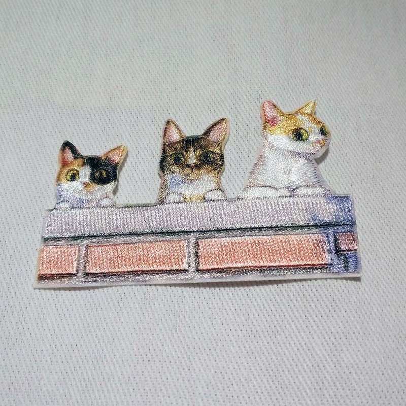 Photo cat electric embroidery patch-3 cat (need ironing) - Other - Cotton & Hemp 