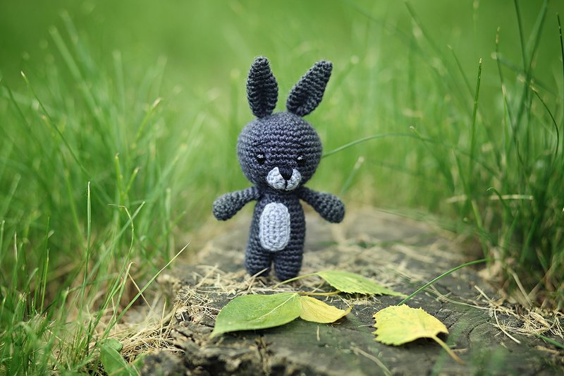Crochet bunny, Crochet bunny Stuffed toy, bunny toy,  knitted bunny - 寶寶/兒童玩具/玩偶 - 羊毛 藍色