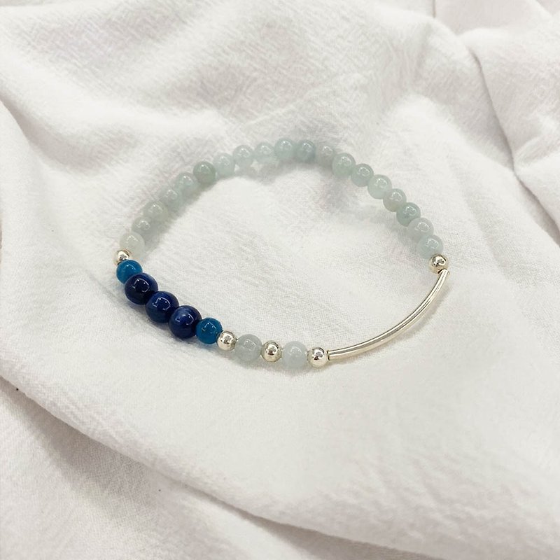 | Bend series | Stone navy sapphire Stone(x 4MM bracelet xS925 silver bracelet.) - Bracelets - Gemstone Multicolor