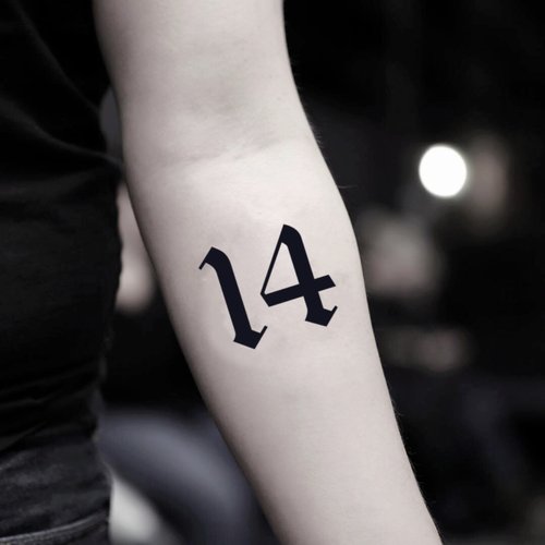 OhMyTat OhMyTat 數字 14 刺青圖案紋身貼紙 (2 張)
