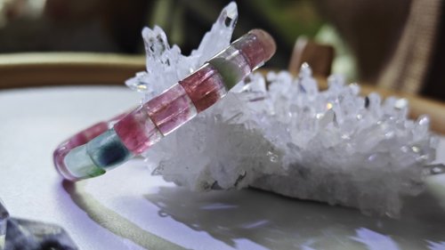 zen crystal jewelry 礦石飾物設計 天然西瓜碧茜手排|天然水晶