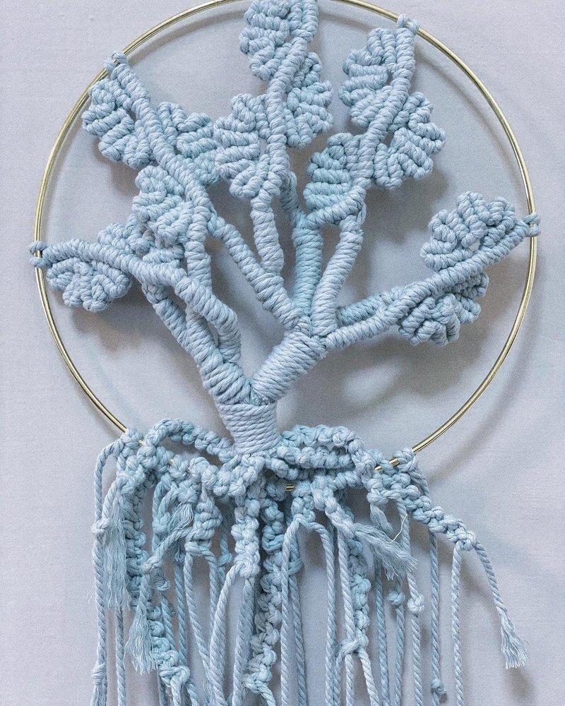 Sky Blue Tree of Life | Macrame Woven Wall Hanging - ตกแต่งผนัง - ผ้าฝ้าย/ผ้าลินิน 