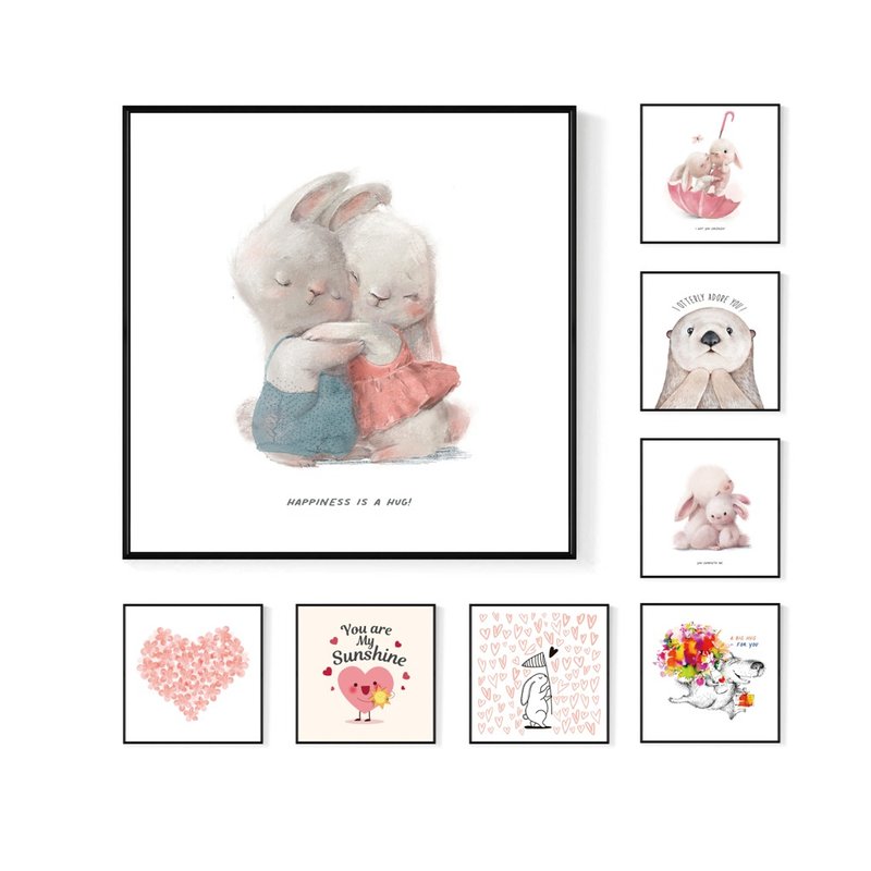 Popular Valentine's Day Series Square Paintings - Valentine's Day Hanging Paintings/Gifts/Sweet Home Decoration/Living Room Paintings - โปสเตอร์ - ผ้าฝ้าย/ผ้าลินิน หลากหลายสี