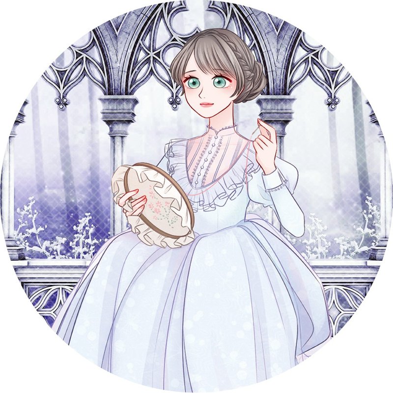 French embroidery - cute girl sticker (haeparine) person sticker - 貼紙 - 紙 藍色