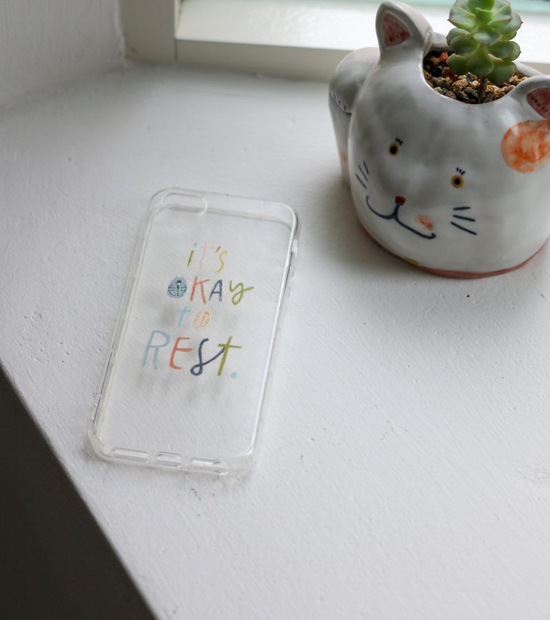 It's OKAY to rest -Illustration series transparent anti-collision air pressure soft shell - Phone Cases - Rubber Transparent