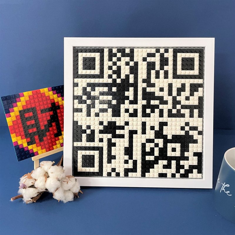 【客製 • 開店禮物】QR Code - 中型尺寸積木招牌 - 科技小物 - 塑膠 藍色